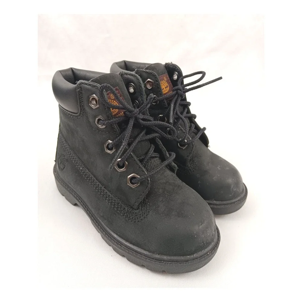 Kids Black Timberland Lace Up Ankle‎ Boots Size 8